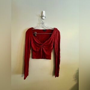 Chic Red Twist Front Crop Top